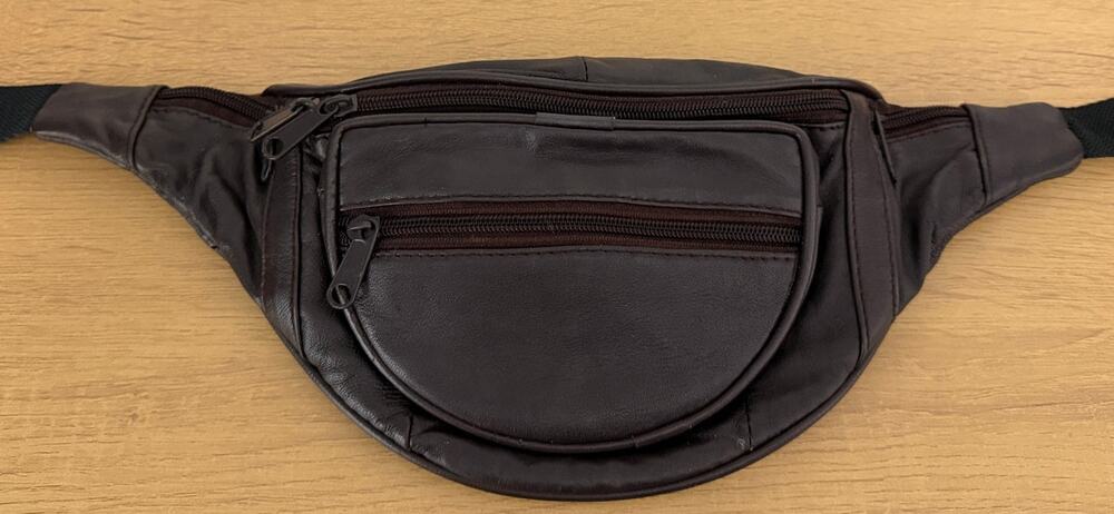 Vintage Dark Brown Leather Unisex Fanny Pack/Belt Bag Unbranded
